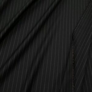 Wollmischgewebe Nadelstreifen Schurwolle Viskose Elasthan schwarz