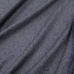 Wollgewebe Schurwolle-Kaschmir Waffelstruktur blau