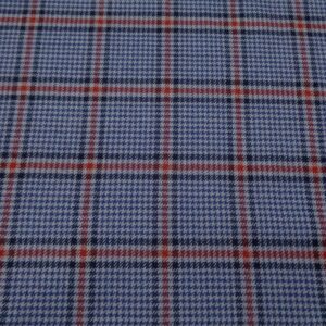 Wollgewebe Glencheck Schurwolle blau-rot kariert