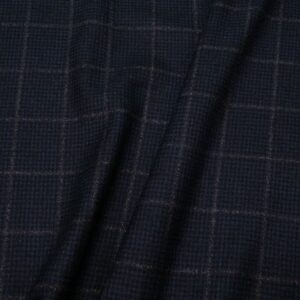 Wollgewebe Overcheck Schurwolle Kaschmir dunkelblau kariert