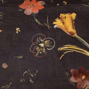 Leinen Textile Nani Iro by Naomi Ito - Blumen schwarz