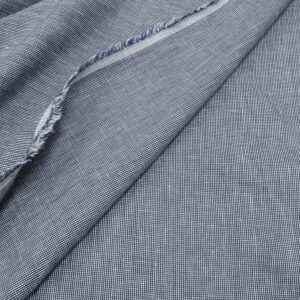 Leinen-Baumwolle 60/40 Mikro Hahnentritt blau-weiss