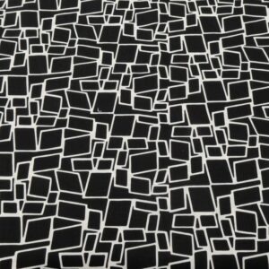 Baumwolle Papertouch Stretch Schachtel-Grafik Schwarz-weiss